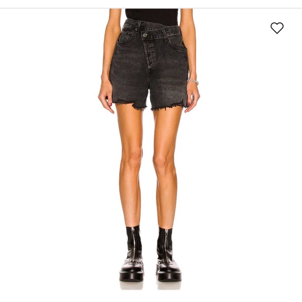Agolde Black Jean Shorts cross over revolve 228$ black denim shorts r13